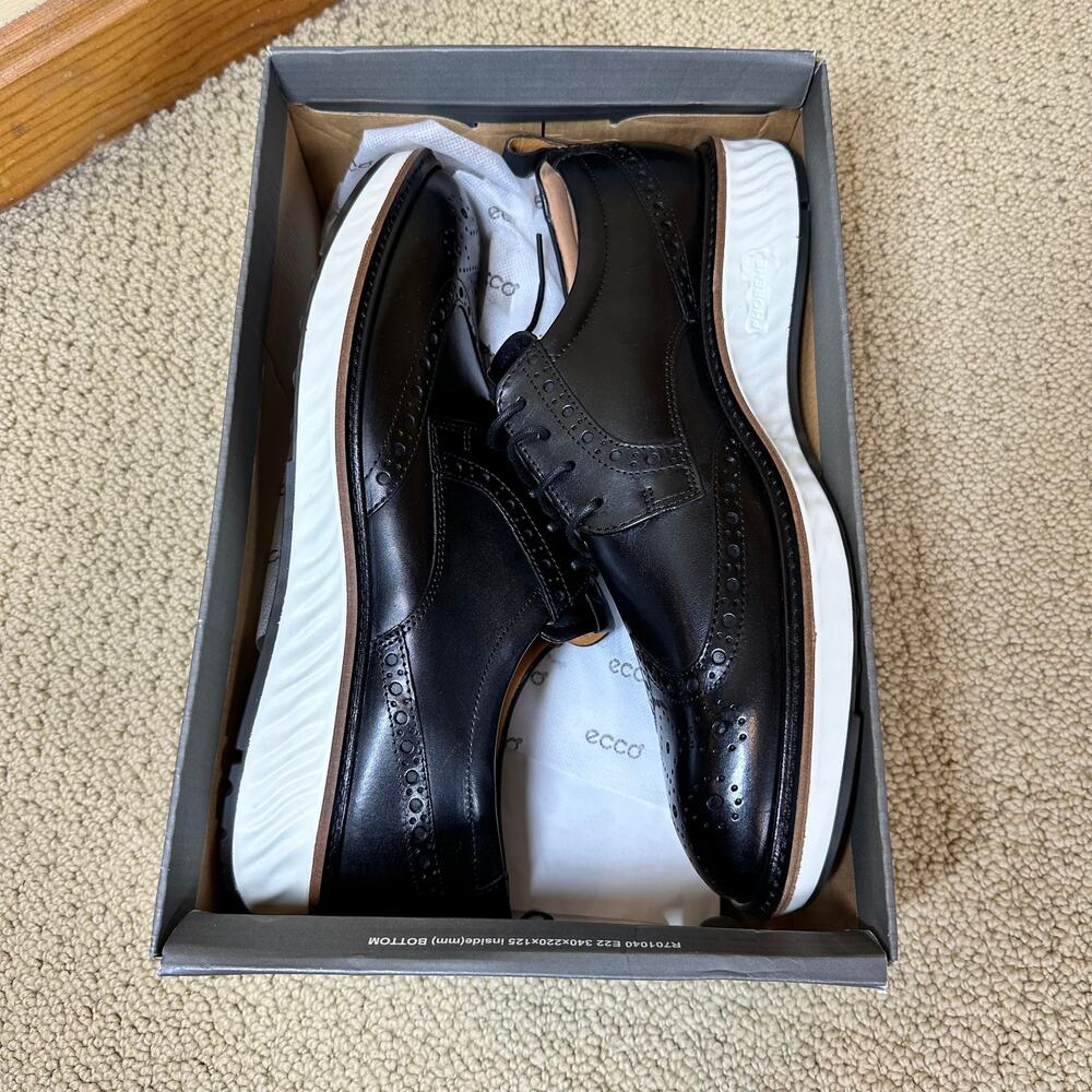 Ecco St. 1 Hybrid Men's Black Leather Wingtip Derby sz 11-11.5 PHORENE Midsole - Picture 3 of 8